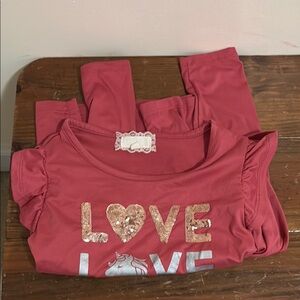 btween Pink Ruffled Sleeve Love Tee